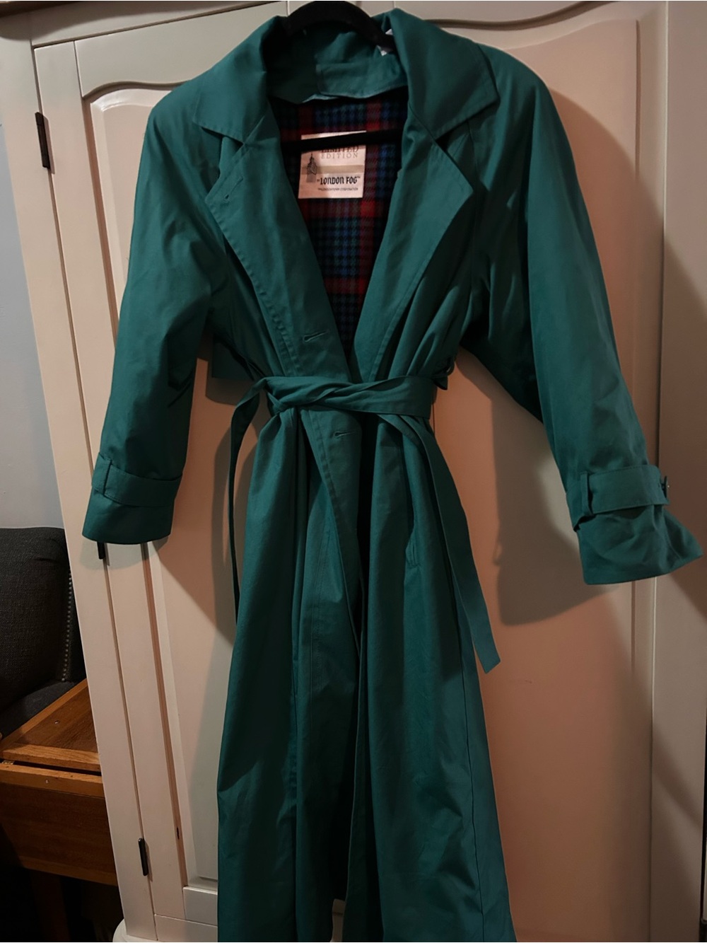 Vintage London Fog Teal Belted Trench Coat